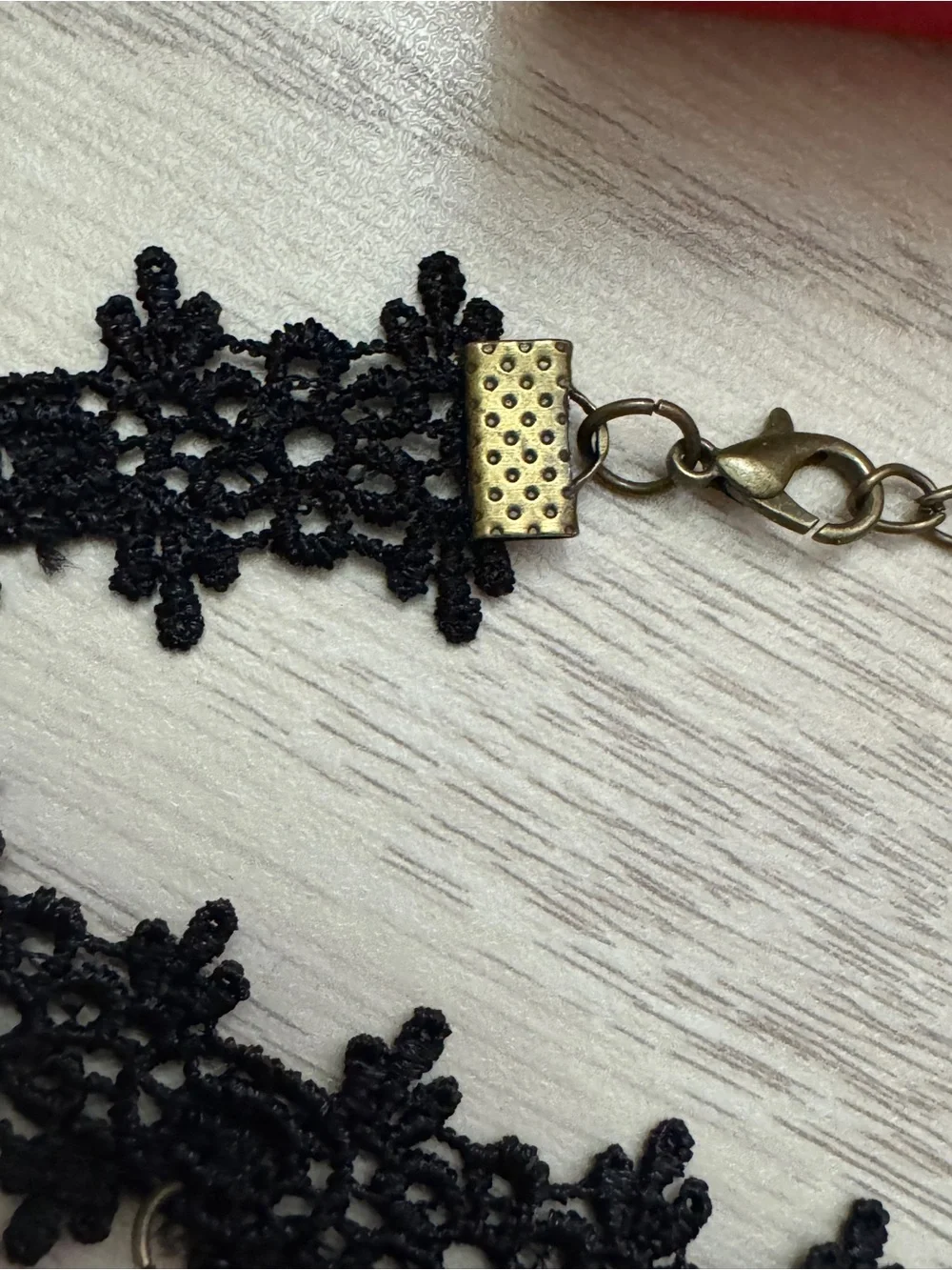 Black Floral Lace Choker Necklace with Heart Pendant